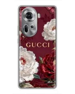 Чехол для OPPO Reno 11 5G с картинкой «Gucci — бордовые розы»