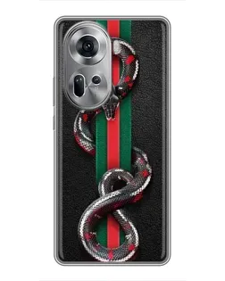 Чехол для OPPO Reno 11 5G с картинкой «Gucci — змея на полосе»