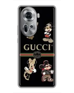 Чехол для OPPO Reno 11 5G с картинкой «Gucci — герои Disney и монограмма»
