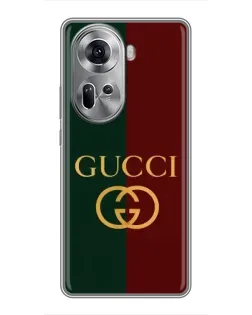 Чехол для OPPO Reno 11 5G с картинкой «Gucci — темно-зеленый градиент»