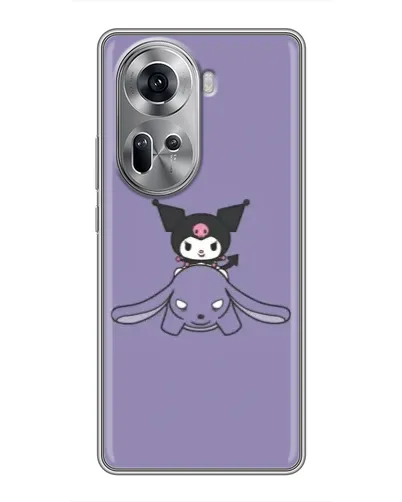 Чехол для OPPO Reno 11 5G с картинкой «Kuromi на лиловом фоне»