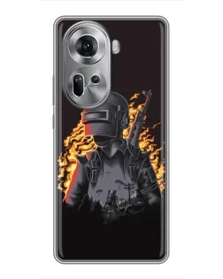Чехол для OPPO Reno 11 5G с картинкой «PUBG — огненный силуэт»