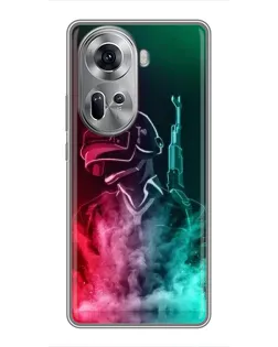 Чехол для OPPO Reno 11 5G с картинкой «PUBG — огненный воин»