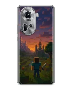 Чехол для OPPO Reno 11 5G с картинкой «Стив у башни» Чехол для OPPO Reno 11 5G с картинкой «Стив у башни»