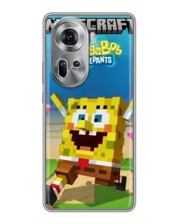 Чехол для OPPO Reno 11 5G с картинкой «Губка Боб Minecraft» Чехол для OPPO Reno 11 5G с картинкой «Губка Боб Minecraft»