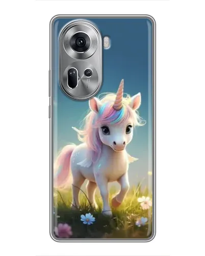 Чехол для OPPO Reno 11 5G с картинкой «Единорог на поляне»