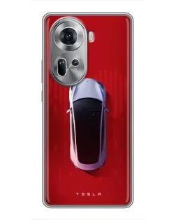 Чехол для OPPO Reno 11 5G с картинкой «Tesla Top View» Чехол для OPPO Reno 11 5G с картинкой «Tesla Top View»