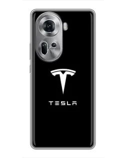 Чехол для OPPO Reno 11 5G с картинкой «Tesla White Logo» Чехол для OPPO Reno 11 5G с картинкой «Tesla White Logo»