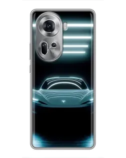 Чехол для OPPO Reno 11 5G с картинкой «Tesla в неоне» Чехол для OPPO Reno 11 5G с картинкой «Tesla в неоне»
