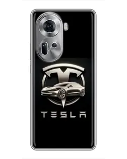 Чехол для OPPO Reno 11 5G с картинкой «Tesla — серебристое авто» Чехол для OPPO Reno 11 5G с картинкой «Tesla — серебристое авто»