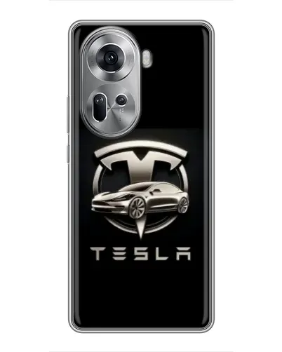 Чехол для OPPO Reno 11 5G с картинкой «Tesla — серебристое авто» Чехол для OPPO Reno 11 5G с картинкой «Tesla — серебристое авто»