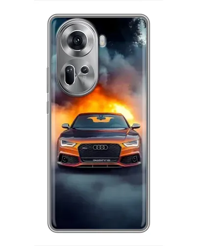 Чехол для OPPO Reno 11 5G с картинкой «Audi в огненном дыму»