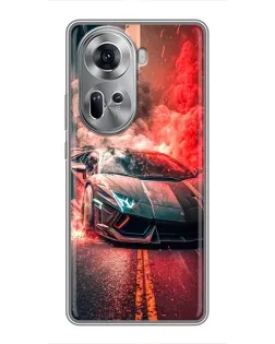 Чехол для OPPO Reno 11 5G с картинкой «Lamborghini красный дым»