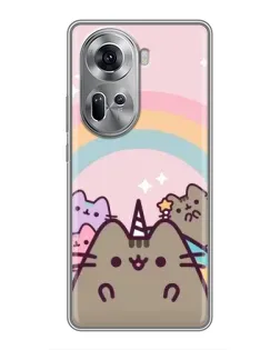 Чехол для OPPO Reno 11 5G с картинкой «Единорог Pusheen» Чехол для OPPO Reno 11 5G с картинкой «Единорог Pusheen»