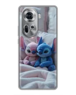 Чехол для OPPO Reno 11 5G с картинкой «Плюшевые Стич Ангел»