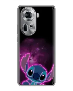 Чехол для OPPO Reno 11 5G с картинкой «Неоновый Stitch»