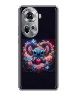 Чехол для OPPO Reno 11 5G с картинкой «Stitch в цветах»