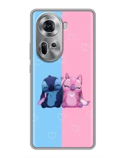 Чехол для OPPO Reno 11 5G с картинкой «Stitch и Angel Love»