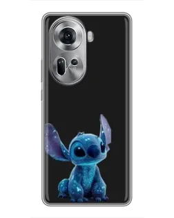 Чехол для OPPO Reno 11 5G с картинкой «Стич на черном»