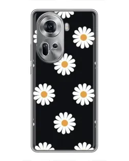 Чехол для OPPO Reno 11 5G с картинкой «Ромашки на черном» Чехол для OPPO Reno 11 5G с картинкой «Ромашки на черном»