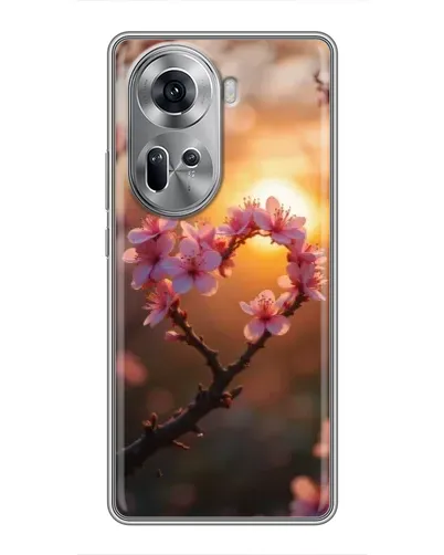 Чехол для OPPO Reno 11 5G с картинкой «Розовый цвет сердце на фоне заката» Чехол для OPPO Reno 11 5G с картинкой «Розовый цвет сердце на фоне заката»