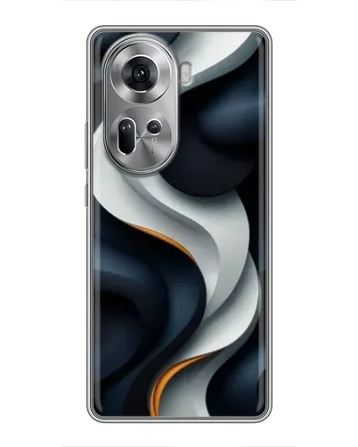 Чехол для OPPO Reno 11 5G с картинкой «Объемные черно-белые ленты»