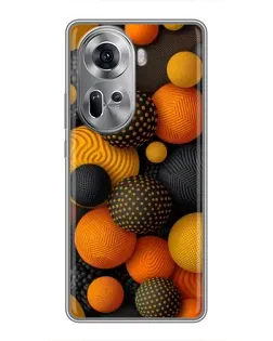 Чехол для OPPO Reno 11 5G с картинкой «Объемные оранжевые сферы»