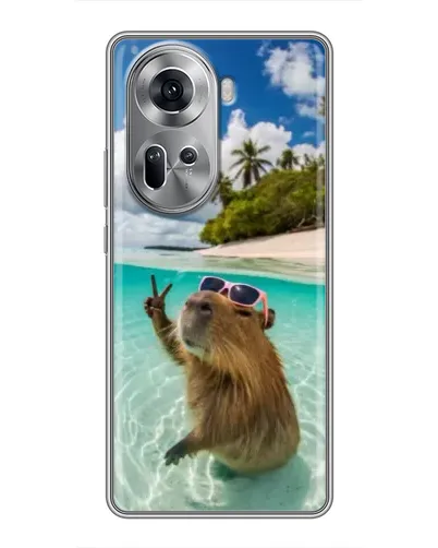 Чехол для OPPO Reno 11 5G с картинкой «Капибара на море» Чехол для OPPO Reno 11 5G с картинкой «Капибара на море»
