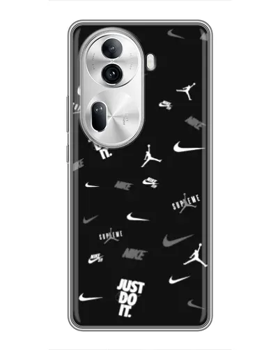 Чехол для OPPO Reno 11 Pro 5G с картинкой «Nike Black Pattern» Чехол для OPPO Reno 11 Pro 5G с картинкой «Nike Black Pattern»