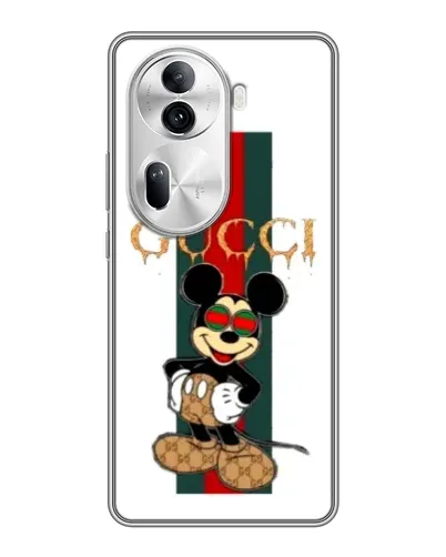 Чехол для OPPO Reno 11 Pro 5G с картинкой «Микки Маус Gucci — полосы»