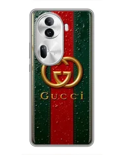 Чехол для OPPO Reno 11 Pro 5G с картинкой «Gucci — фирменная полоса и золото» Чехол для OPPO Reno 11 Pro 5G с картинкой «Gucci — фирменная полоса и золото»
