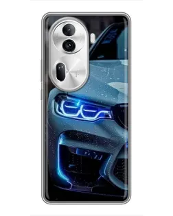 Чехол для OPPO Reno 11 Pro 5G с картинкой «Взгляд BMW с синими фарами» Чехол для OPPO Reno 11 Pro 5G с картинкой «Взгляд BMW с синими фарами»