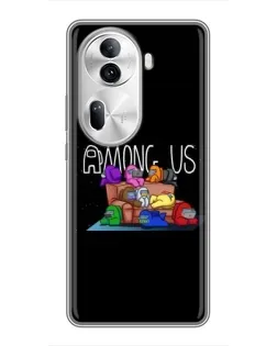 Чехол для OPPO Reno 11 Pro 5G с картинкой «Логотип Among Us»