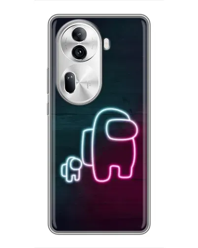 Чехол для OPPO Reno 11 Pro 5G с картинкой «Among Us неон-арт»