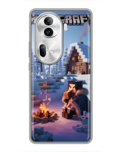 Чехол для OPPO Reno 11 Pro 5G с картинкой «Зимний Minecraft»