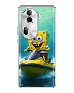 Чехол для OPPO Reno 11 Pro 5G с картинкой «Спанч Боб на гидроцикле»