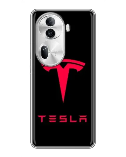 Чехол для OPPO Reno 11 Pro 5G с картинкой «Tesla Red Logo»