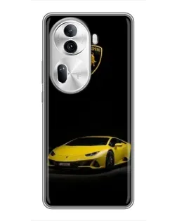 Чехол для OPPO Reno 11 Pro 5G с картинкой «Lamborghini желтый акцент»