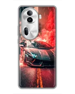 Чехол для OPPO Reno 11 Pro 5G с картинкой «Lamborghini красный дым»