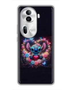 Чехол для OPPO Reno 11 Pro 5G с картинкой «Stitch в цветах» Чехол для OPPO Reno 11 Pro 5G с картинкой «Stitch в цветах»