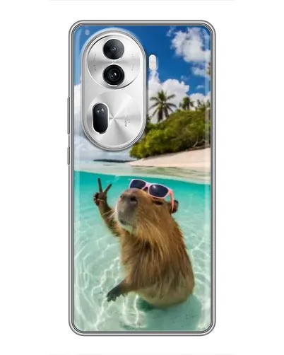Чехол для OPPO Reno 11 Pro 5G с картинкой «Капибара на море»
