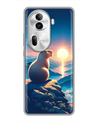 Чехол для OPPO Reno 11 Pro 5G с картинкой «Закат солнца с капибарой»
