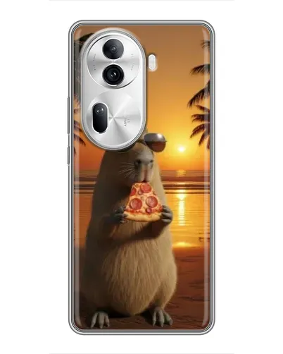 Чехол для OPPO Reno 11 Pro 5G с картинкой «Капибара с пиццей»