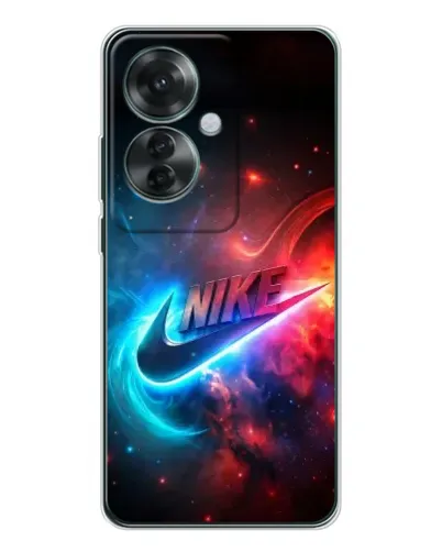 Чехол для OPPO Reno 11F с картинкой «Огненный логотип Nike»