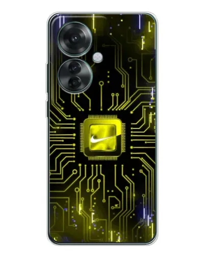 Чехол для OPPO Reno 11F с картинкой «Nike — золотая искра»