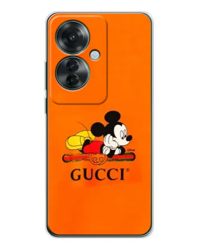 Чехол для OPPO Reno 11F с картинкой «Микки Маус Gucci — оранж» Чехол для OPPO Reno 11F с картинкой «Микки Маус Gucci — оранж»