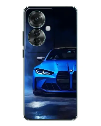 Чехол для OPPO Reno 11F с картинкой «Голубая BMW M4»