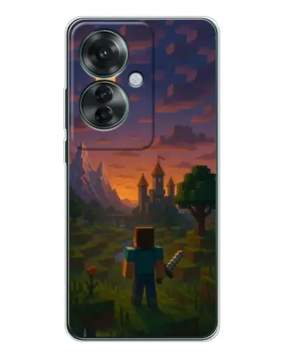 Чехол для OPPO Reno 11F с картинкой «Стив у башни» Чехол для OPPO Reno 11F с картинкой «Стив у башни»