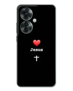 Чехол для OPPO Reno 11F с картинкой «Сердце - Jesus» Чехол для OPPO Reno 11F с картинкой «Сердце - Jesus»