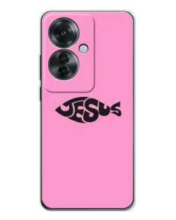 Чехол для OPPO Reno 11F с картинкой «Розовый символ  Jesus»